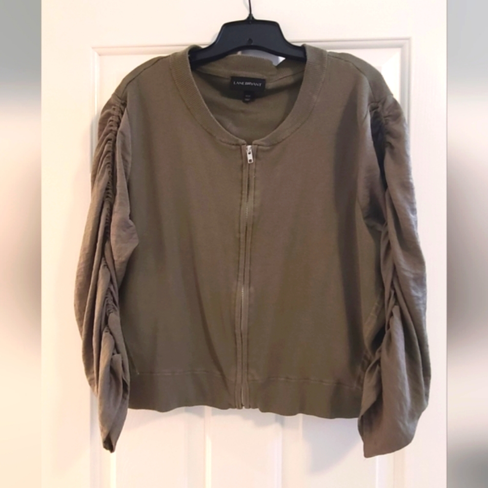 Lane Bryant Army Green Bomber style jacket.
